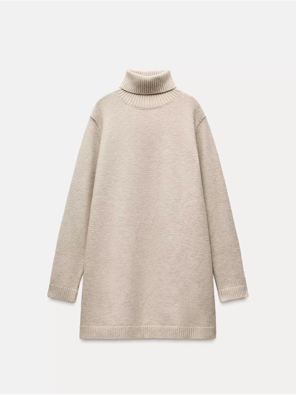 Zara Cream Turtleneck Longline Sweater